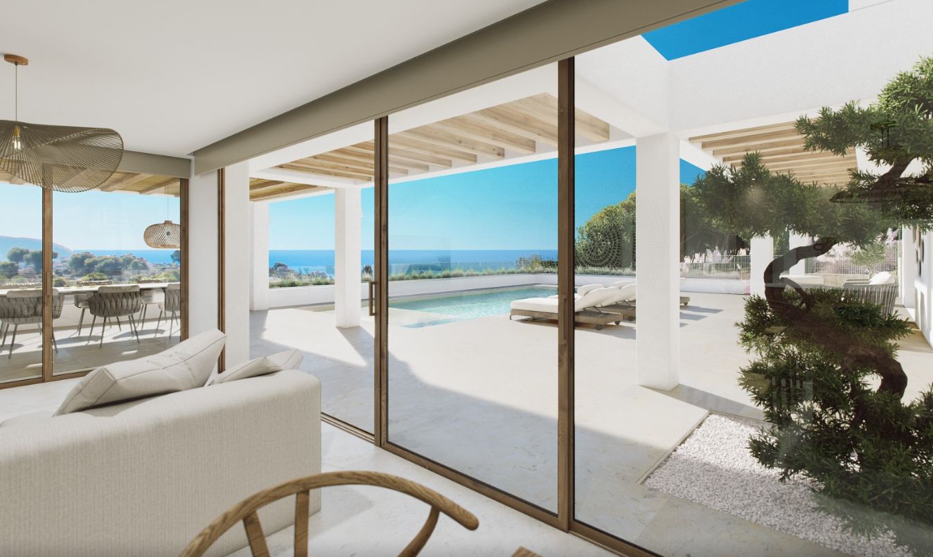 Luxury design villa on 3 levels with panoramic sea views in Moraira near the center for sale